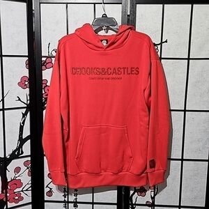 Crooks & Castles Red Hoodie Pullover Sweater Medium New